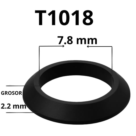 T1018 black rubber grosor ring, 7.8mm diameter and 2.2mm thickness, shown in 3D perspective