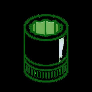 Green cylindrical container with dollar bills inside, representing money storage or savings