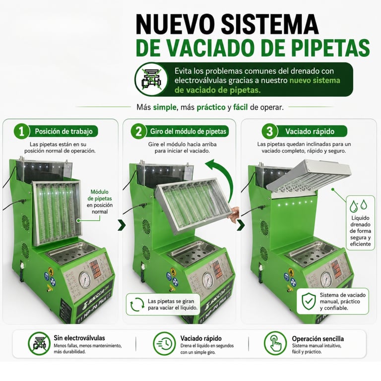 Infographic showing a new pipe casting system with three steps: loading pipes, rotating the casting module, and rapid casting with drainage